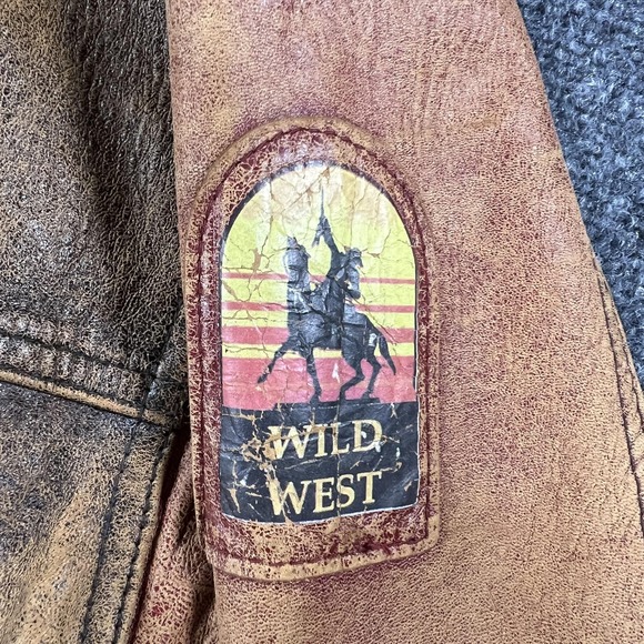 Vintage Pioneer Wear Jacket Mens XL Brown Leather Western Ranch Staff Bomber 80s - Picture 3 of 13